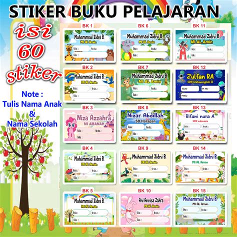 Jual Isi 60 Pcs Sticker Buku Pelajaran Anak Stiker Mapel Sekolah