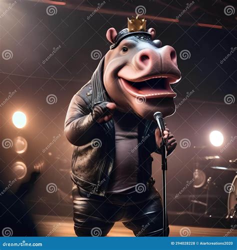 A Rockstar Hippo In Leather Pants And A Microphone, Belting Out A Hit ...