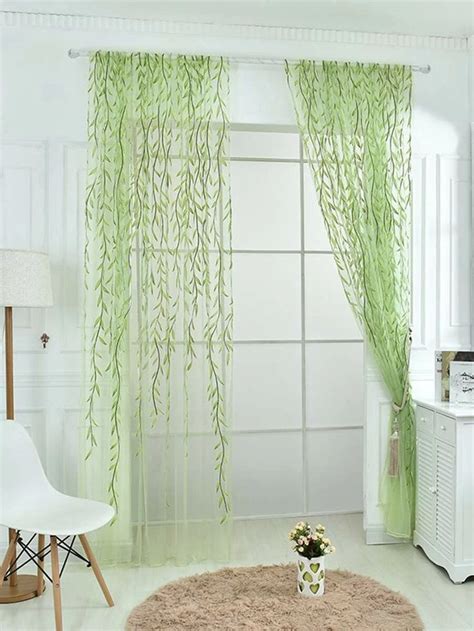 1pc Leaf Pattern Sheer Curtain Shein Usa Curtains Living Room Curtains Voile Curtains