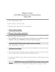 Midterm2 ECE340A Spring 2022 Pdf Midterm 2 Exam ECE 340A Introduction