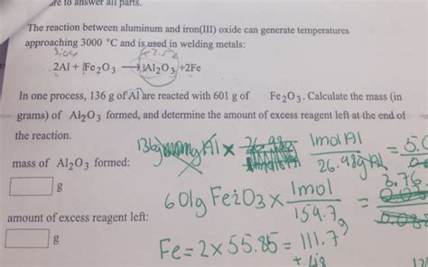 Solved The reaction between aluminum and iron(III) oxide can | Chegg.com