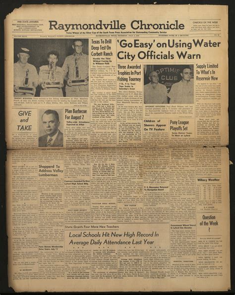 Raymondville Chronicle (Raymondville, Tex.), Vol. 27, No. 28, Ed. 1 Thursday, July 9, 1953 - The ...