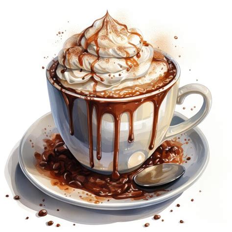 Premium Photo Watercolor Hot Chocolate Clipart Generative Ai