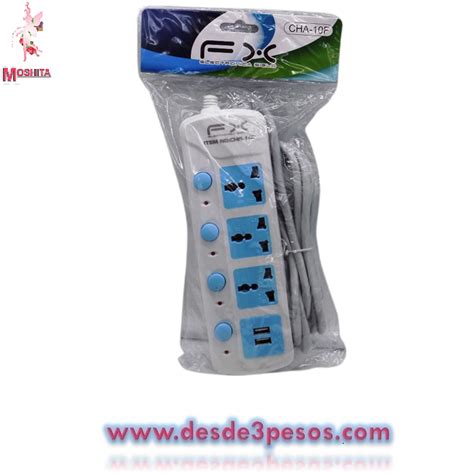 Barra Multicontacto Con 3 Tomacorrientes 2 Puertos USB ELECTRONICA