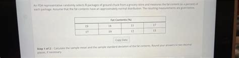 Solved An Foa Representative Randomly Selects Packages Of Chegg