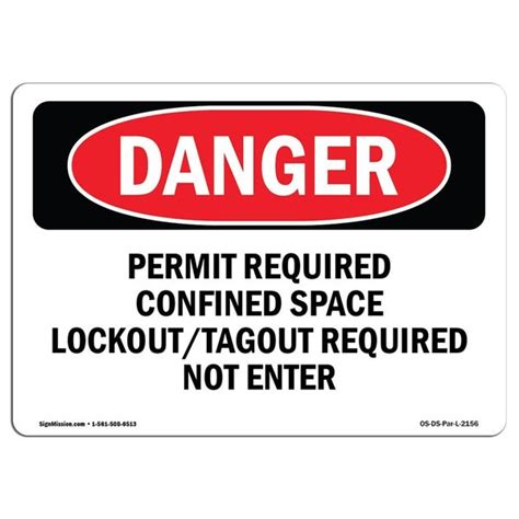 Signmission Osha Sign Permit Required Confined Space Lockout Tagout 14in X 10in Alum 14 W