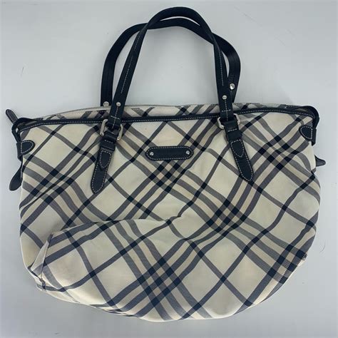 Burberry Womens Blue Label Nova Check Handbag Cream Gem