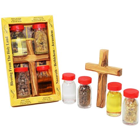 Holy Land Elements Blessings Kit with Olive Wood Cross