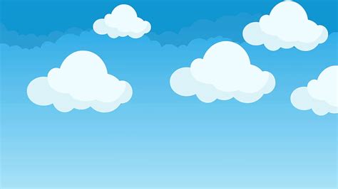 Cute And Puffy Cartoon Clouds Hovering In A Blue Sky Motion Cartoon Cloud Background Hd