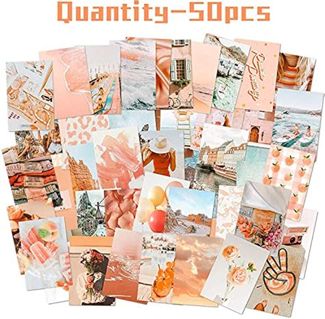 Cy2side 50pcs Peach Beach Aesthetic Picture For Wall Collage 50 Set