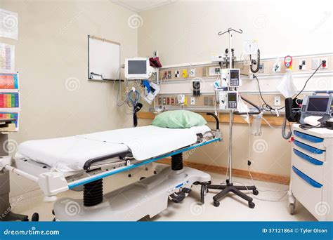 Emergency Hospital Bed with Equipment Stock Photo - Image of device ...