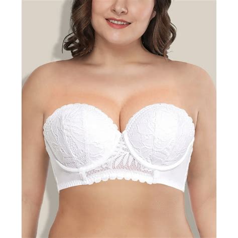 Deyllo Women S Push Up Strapless Bra Plus Size Lace Underwire Full Coverage Multiway Invisible