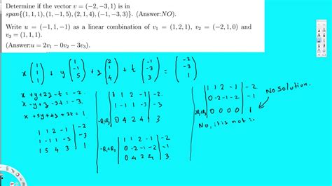 Write U As Linear Combination Of Vectors Linear Algebra Youtube