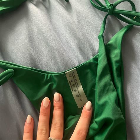 Green Tie Bandeau Bikini Set Never Worn Size Depop