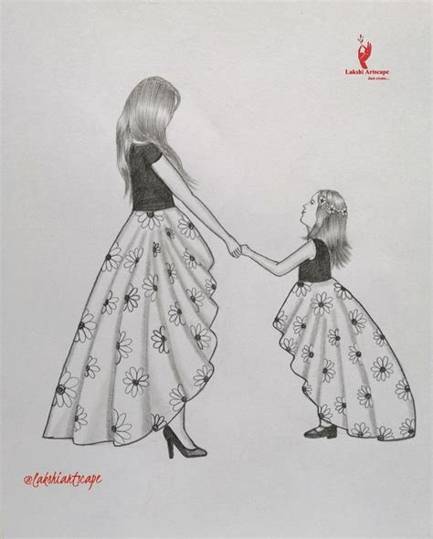 31+ Mom And Daughter Pencil Drawing | NedasNatacha