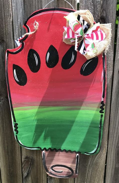 Watermelon Popsicle Summer Wood Door Hanger Etsy Summer Door Hanger