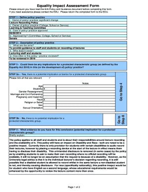 Fillable Online Gla Ac Equality Impact Assessment Form University Of