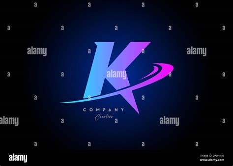 K Pink Blue Alphabet Letter Logo Icon Design With Swoosh Creative