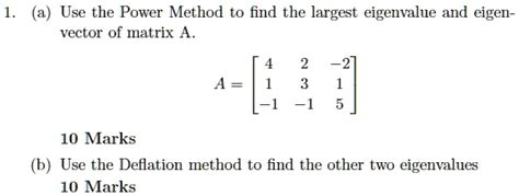 Solved A Use The Power Method To Find The Largest Eigenvalue And