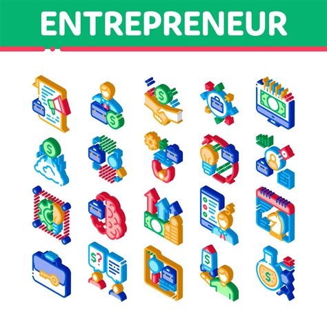 Entrepreneur Business Isometric Icons Set Vector Vector Art At