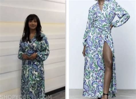 Good Morning Britain August 2023 Ranvir Singhs Printed Wrap Maxi Dress Shop Your Tv