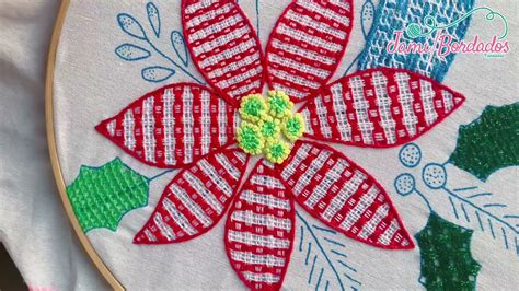 232 Bordado Fantasía Nochebuena 7 Hand Embroidery Poinsettia with