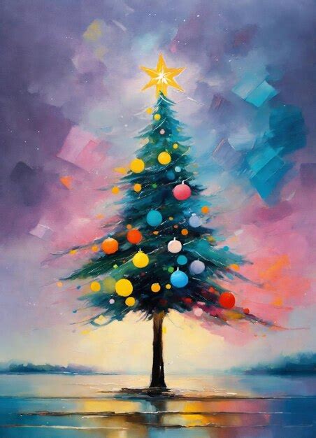 Premium Ai Image Abstract Oil Painting Of Christmas Tree