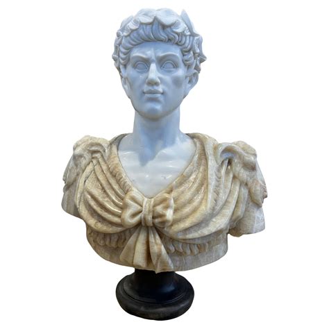 Classical Style Two Coloured Marble Bust In Beige And White For Sale At