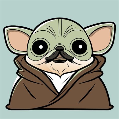 Bebé yoda con ilustración vectorial de bigote Vector Premium