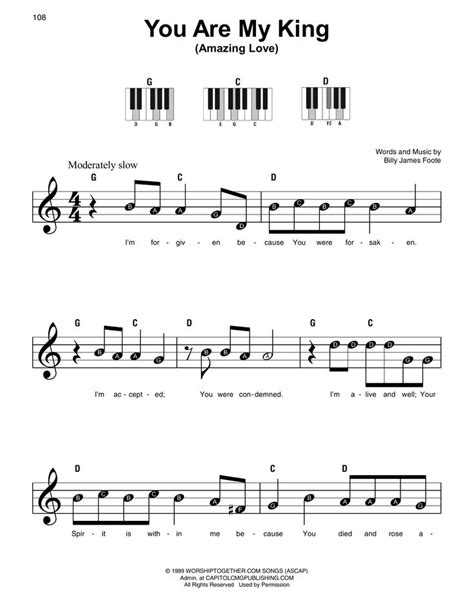 Chris Tomlin You Are My King Amazing Love Sheet Music Notes Chords