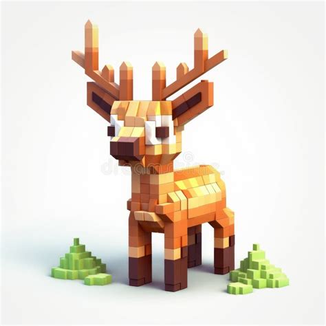 Creating A Cute Deer Character In Minecraft Pixel Art Stock