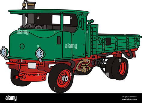 The Vectorized Hand Drawing Of A Vintage Steam Truck Stock Vector Image