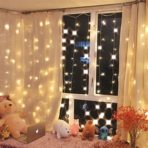 3M X 3M 300 LED Warm White Curtain String Lights For Bedroom Starry