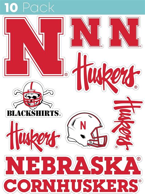 Nebraska Cornhuskers 10 Pack Collegiate Vinyl Decal Sticker