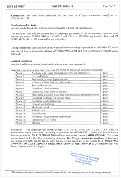 Test Reports Of MID Module B EU Type Examination Certificates