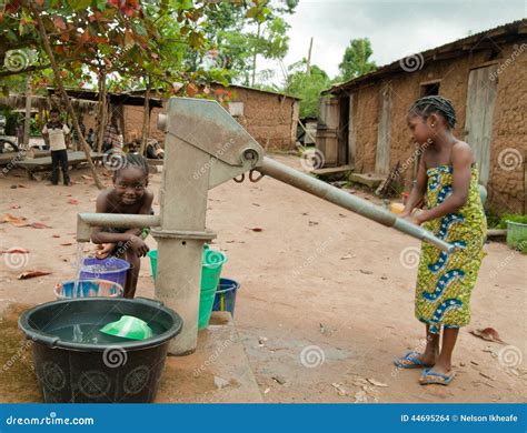 African Rural Girl Child Fetching Water Editorial Stock Image Image