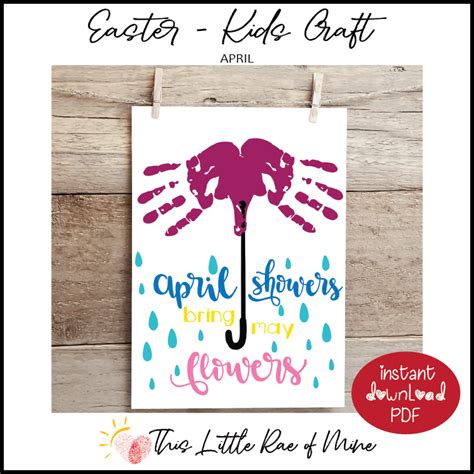 April Showers Bring May Flowers Handprint Art Keepsake Spring