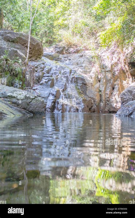 Klong Phlu Waterfall Mountain Spring Water Stream Between Rocks And