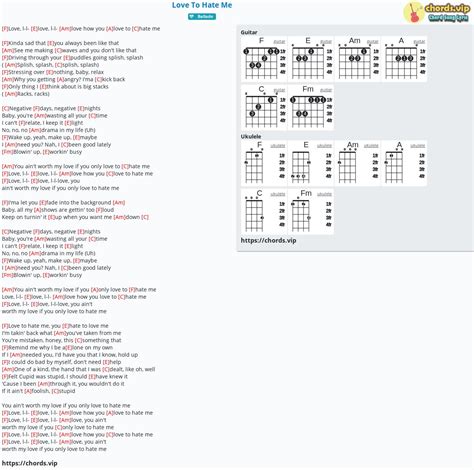 Chord: Love To Hate Me - tab, song lyric, sheet, guitar, ukulele | chords.vip