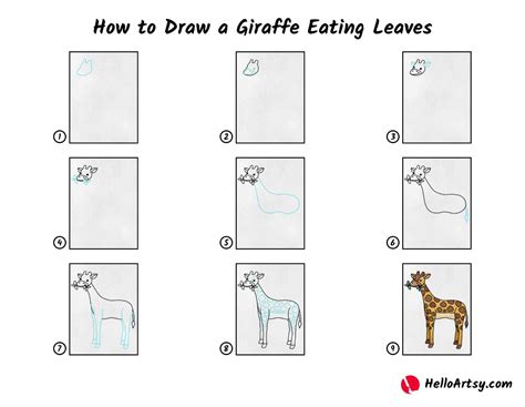 How To Draw A Giraffe Eating Leaves Helloartsy