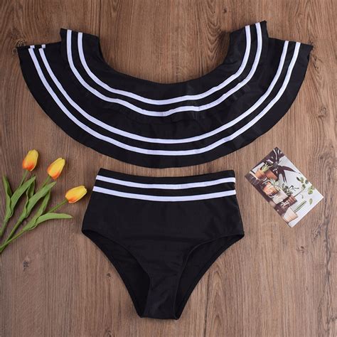 Women Bikini Off Shoulder Bikini Set Ruffle Bikini High Etsy