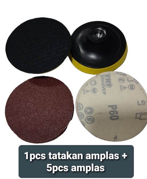 Tatakan Amplas Velcro Bulat 4inci 1pcs Tatakan 5pcs Amplas Yang Bisa