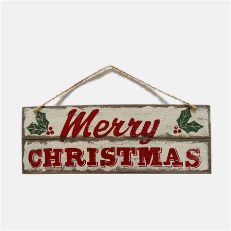 40cm Merry Christmas Hanging Timber Sign Decoration