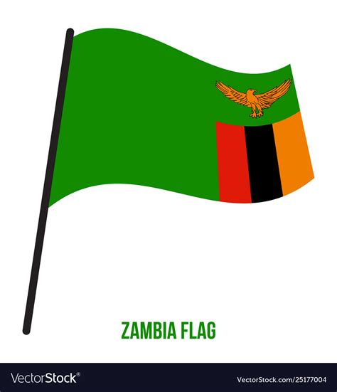 Zambia Flag Waving On White Background Royalty Free Vector