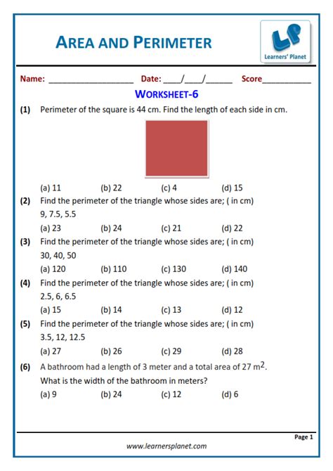 Area And Perimeter Questions And Answers