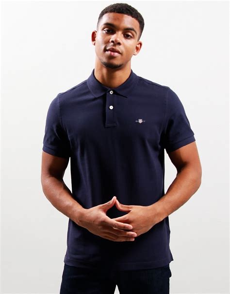 Gant Regular Shield Pique Polo Shirt Evening Blue Terraces Menswear