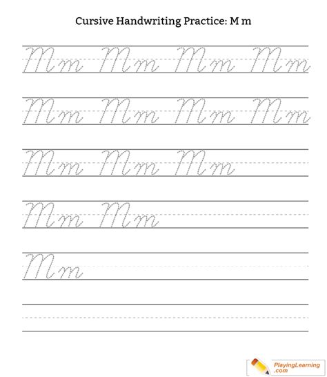 Cursive Handwriting Practice Letter M Free Cursive Handwriting