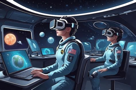 Ilustrar Una Escena Con Estudiantes Usando Simulaciones De Realidad