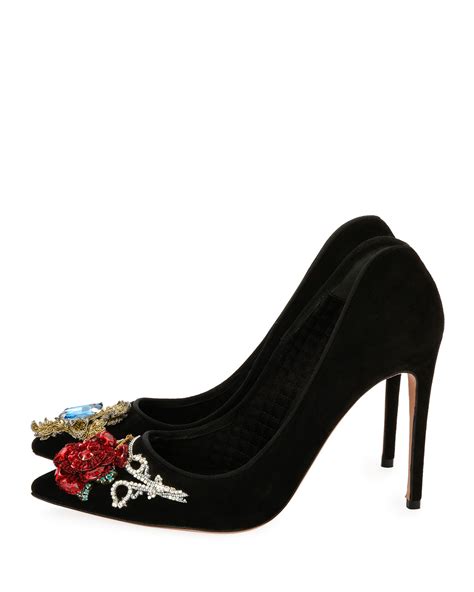 Alexander Mcqueen Heirloom Treasure Embellished Suede Pump