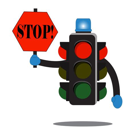 illustration vector graphics of cartoon traffic light holding STOP ...